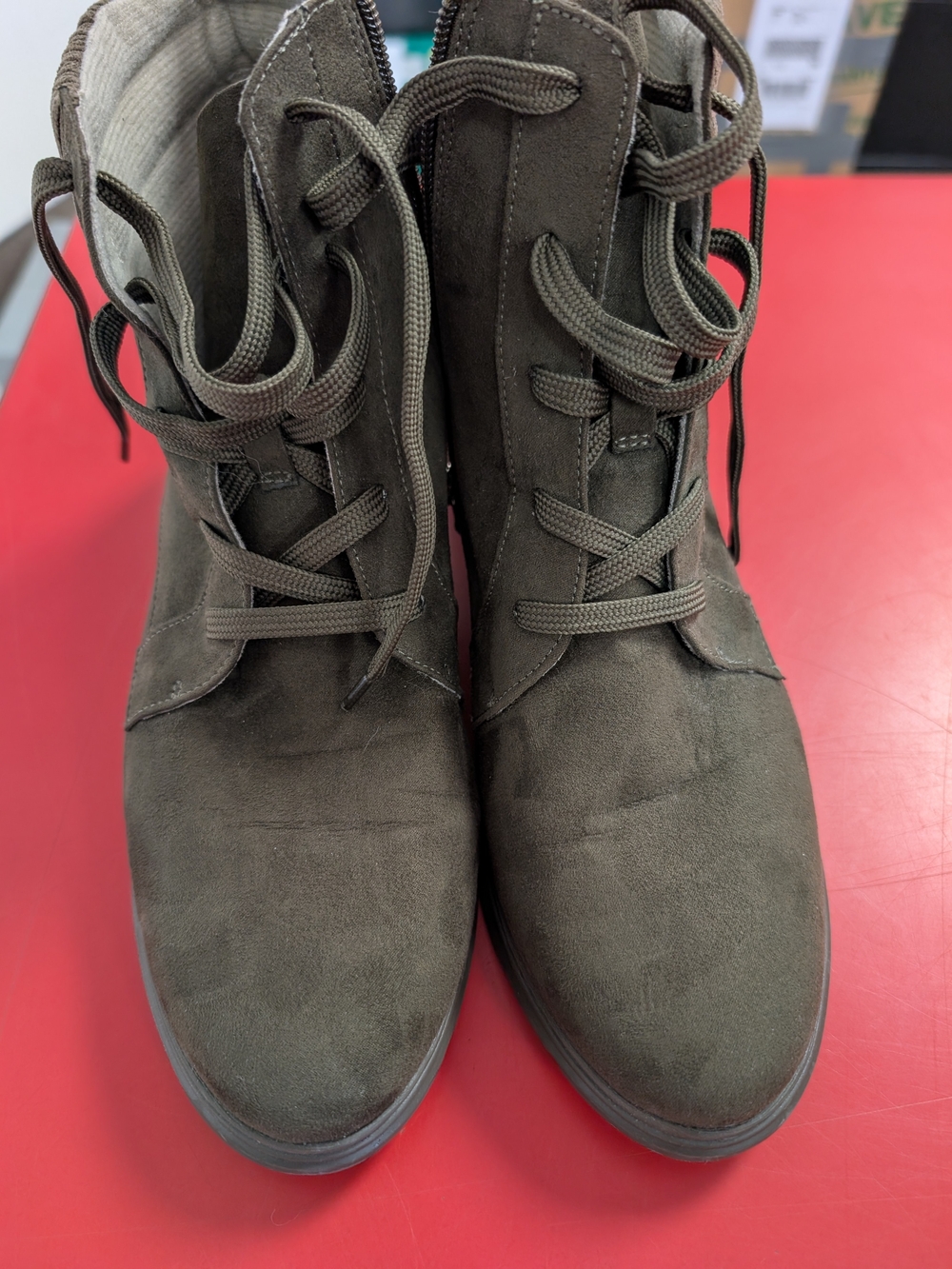 Dr Scholl's Women's Olive Green Lace Up Booties